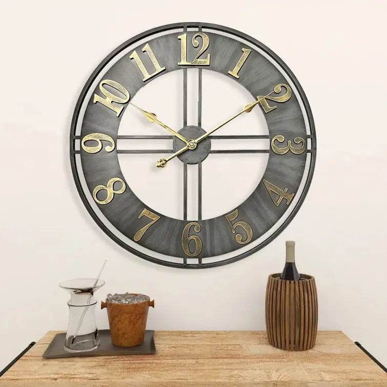 Grande orologio da parete in stile industriale