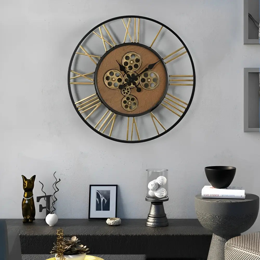 Grande orologio da parete in stile steampunk con ingranaggi