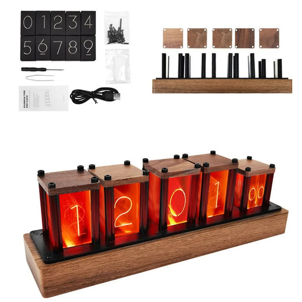 Orologio Nixie vintage in legno