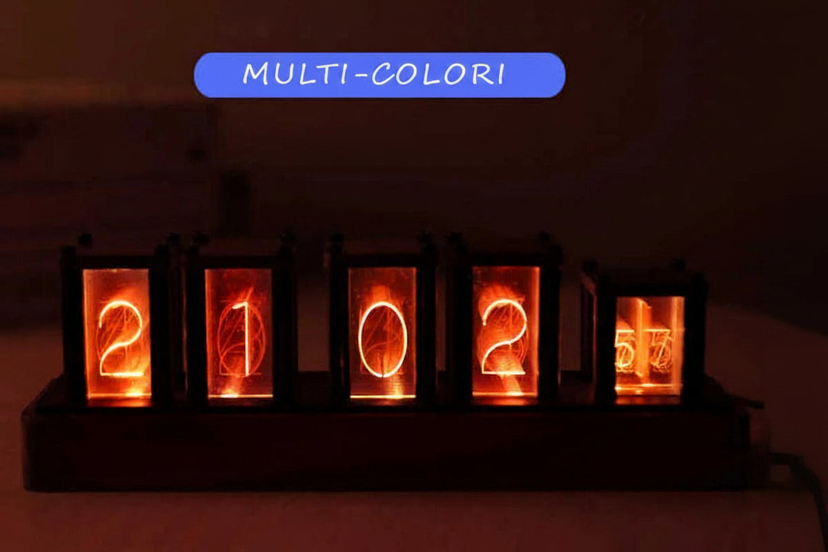 Orologio Nixie vintage in legno