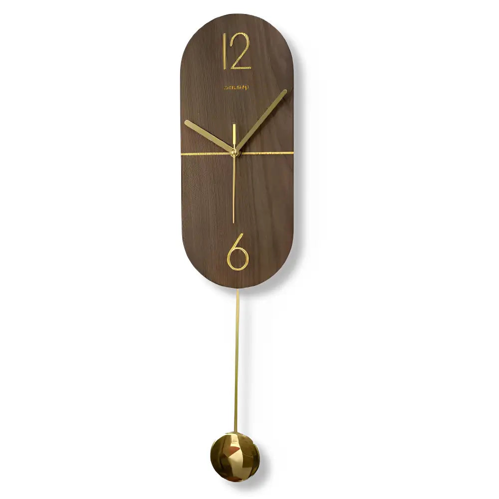 Orologio a pendolo Linea in noce e oro