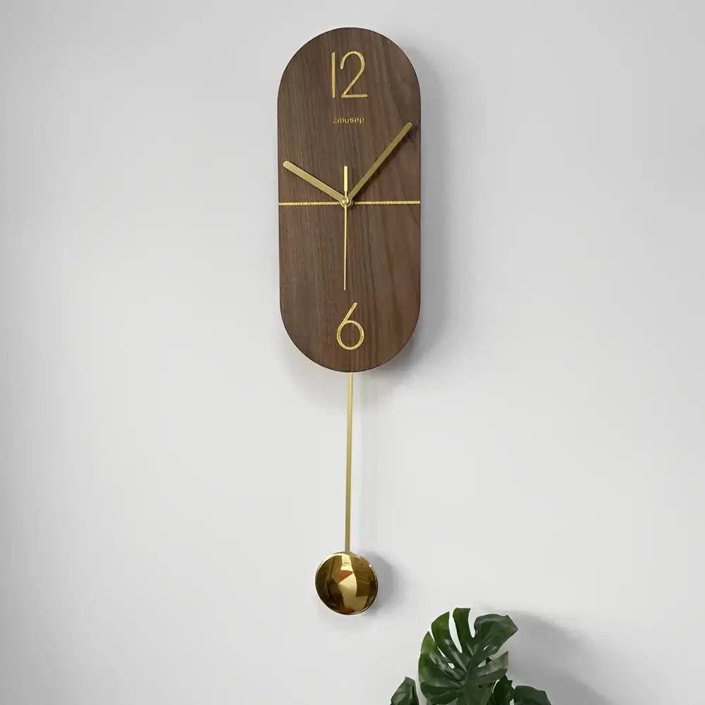 Orologio a pendolo Linea in noce e oro
