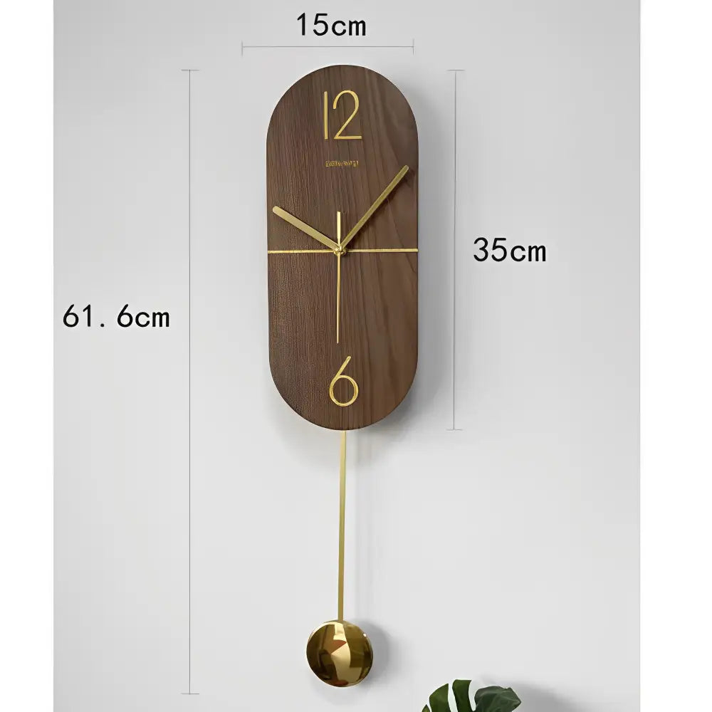 Orologio a pendolo Linea in noce e oro