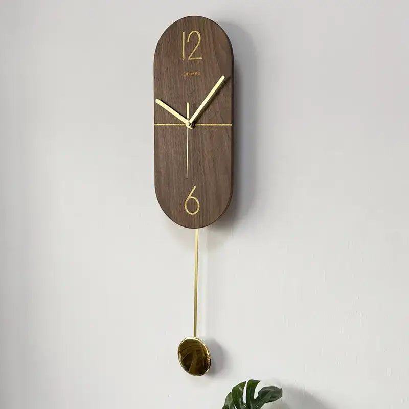 Orologio a pendolo Linea in noce e oro