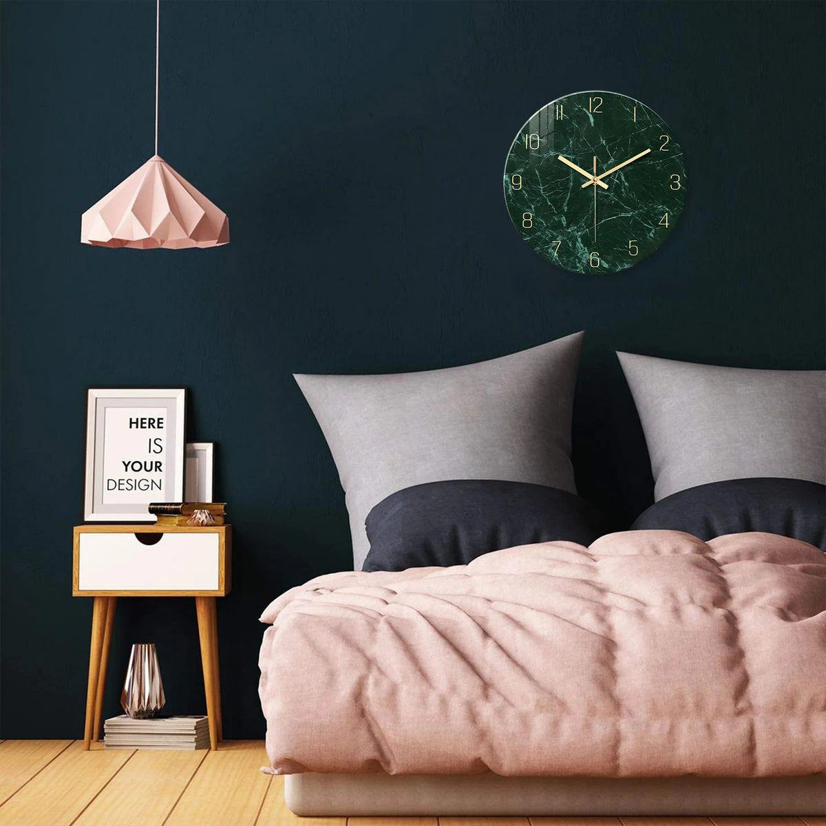 Orologio da Parete Effetto Marmo Verde