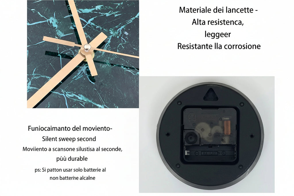 Orologio da Parete Effetto Marmo Verde