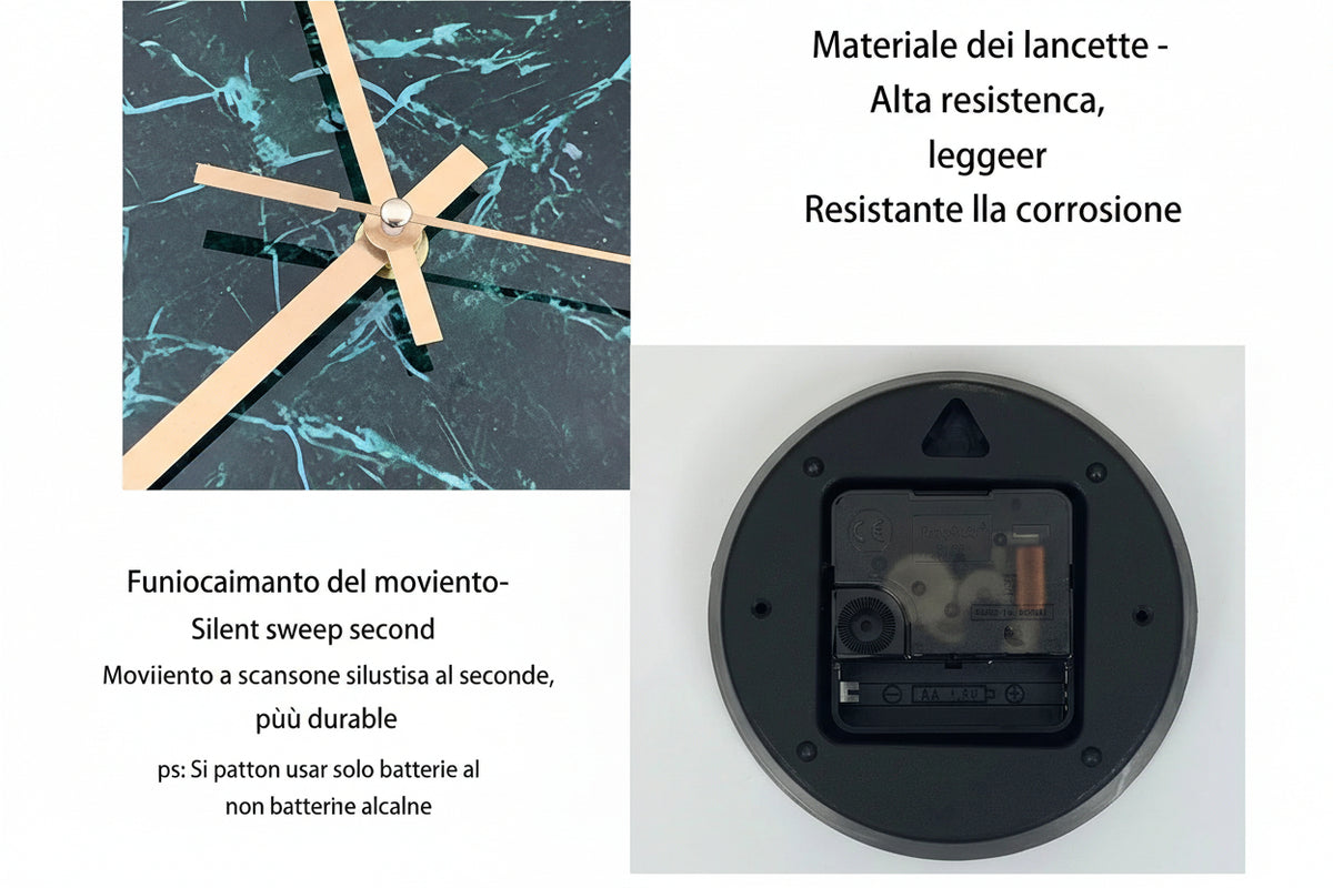 Orologio da Parete Effetto Marmo Verde