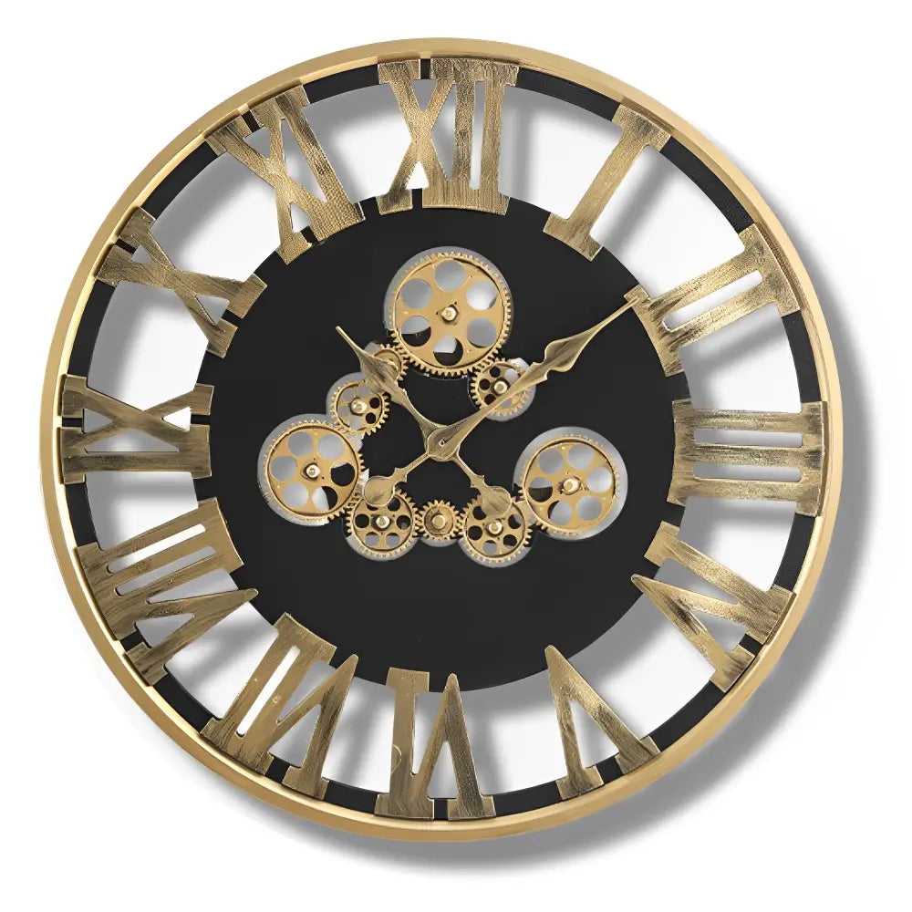 Orologio da Parete con Ingranaggio Rotante Dorato