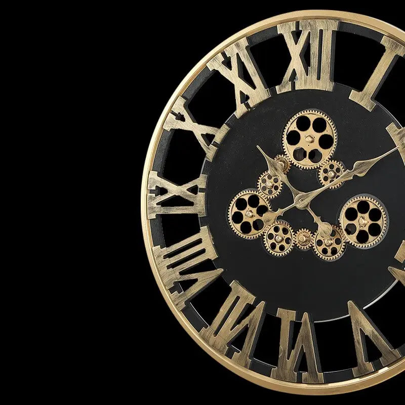 Orologio da Parete con Ingranaggio Rotante Dorato