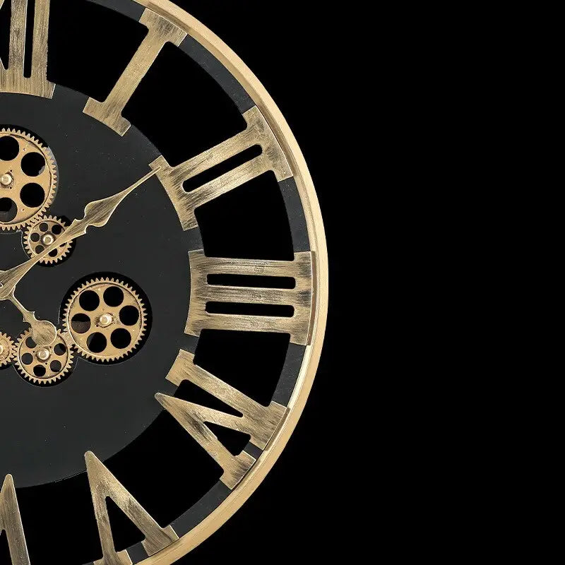 Orologio da Parete con Ingranaggio Rotante Dorato