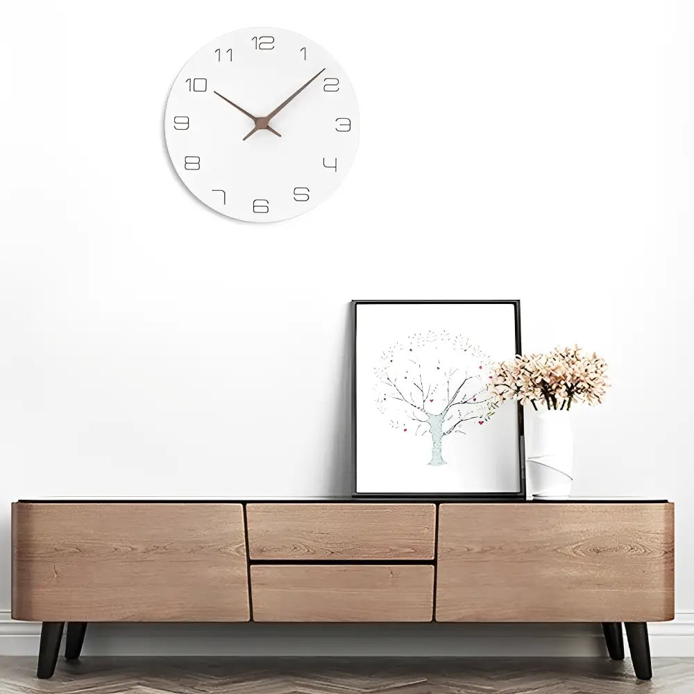 Orologio da Parete in Legno Bianco