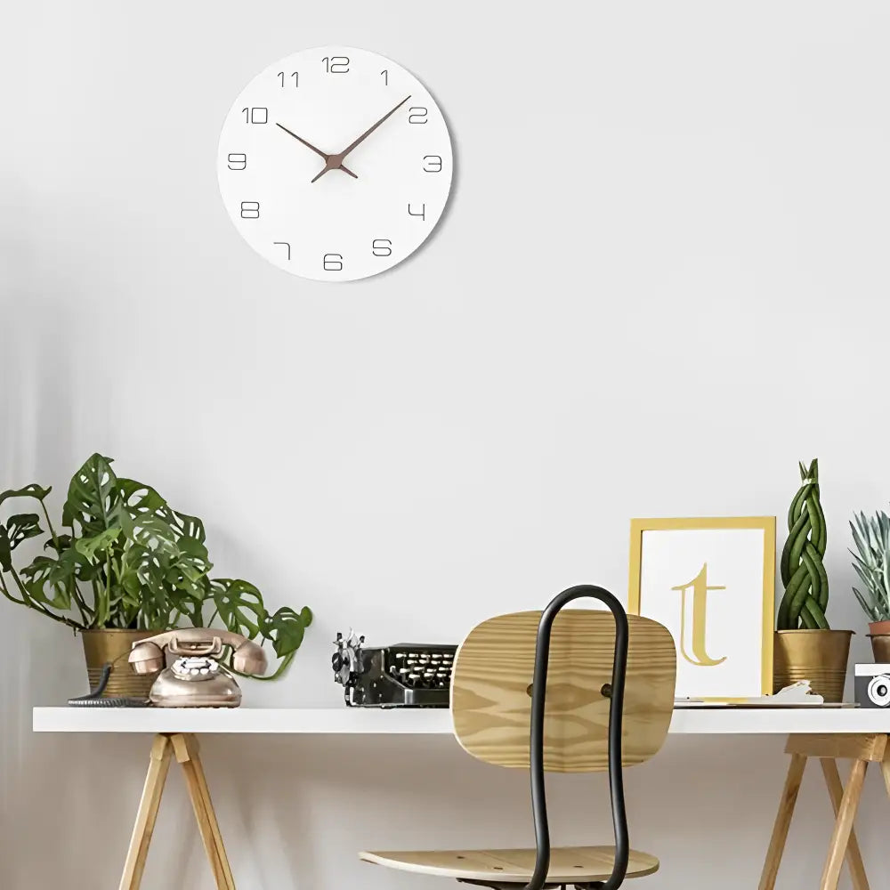 Orologio da Parete in Legno Bianco
