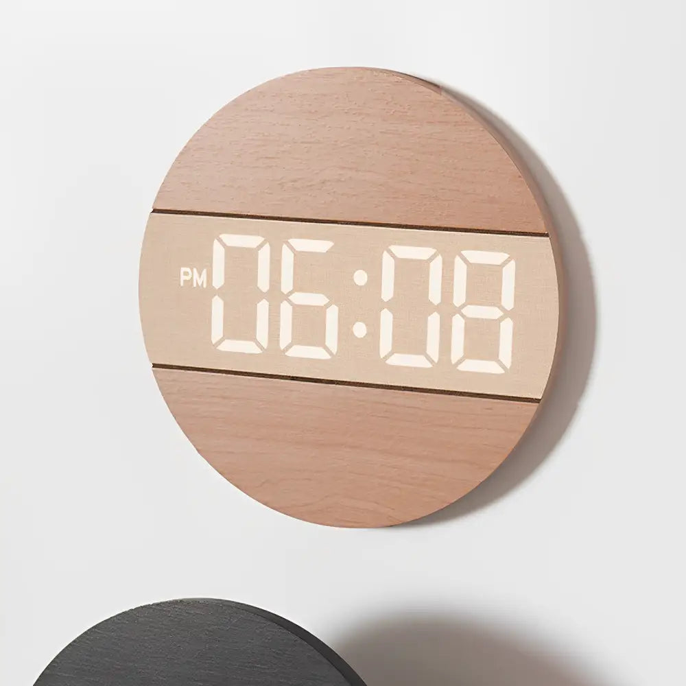 Orologio da parete a LED in legno