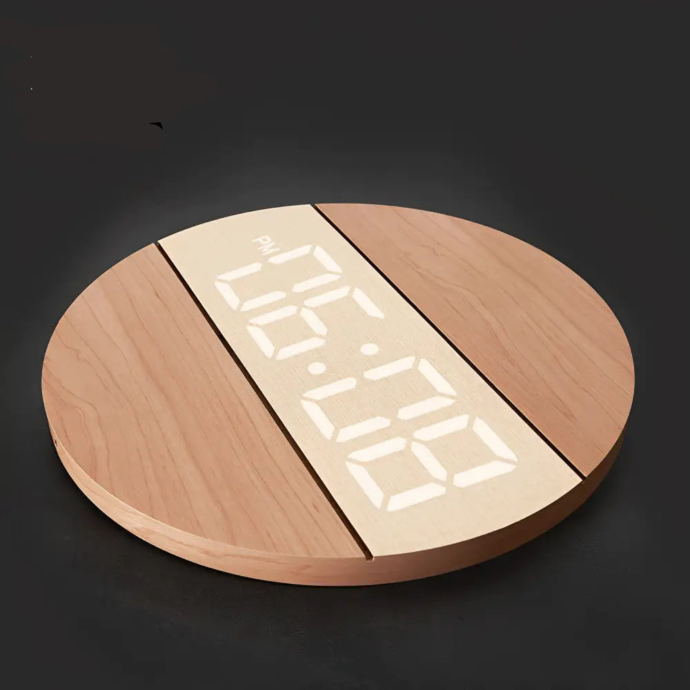 Orologio da parete a LED in legno
