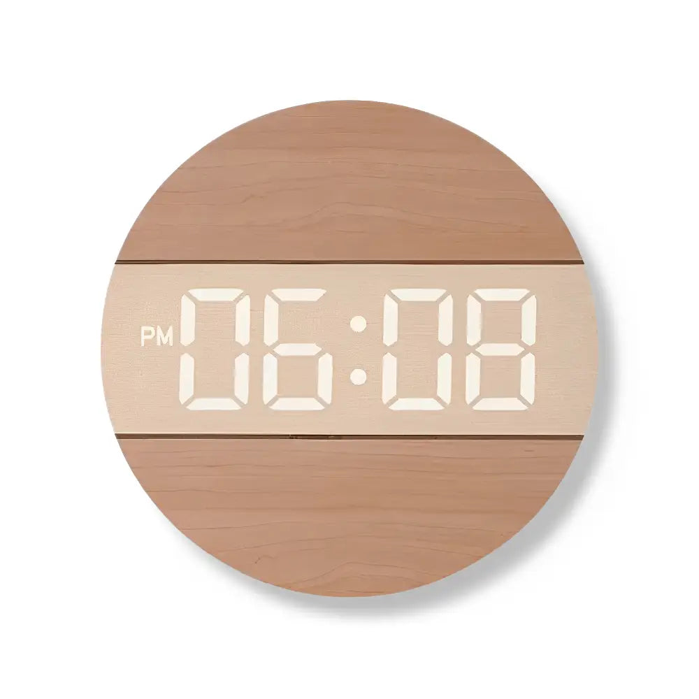 Orologio da parete a LED in legno