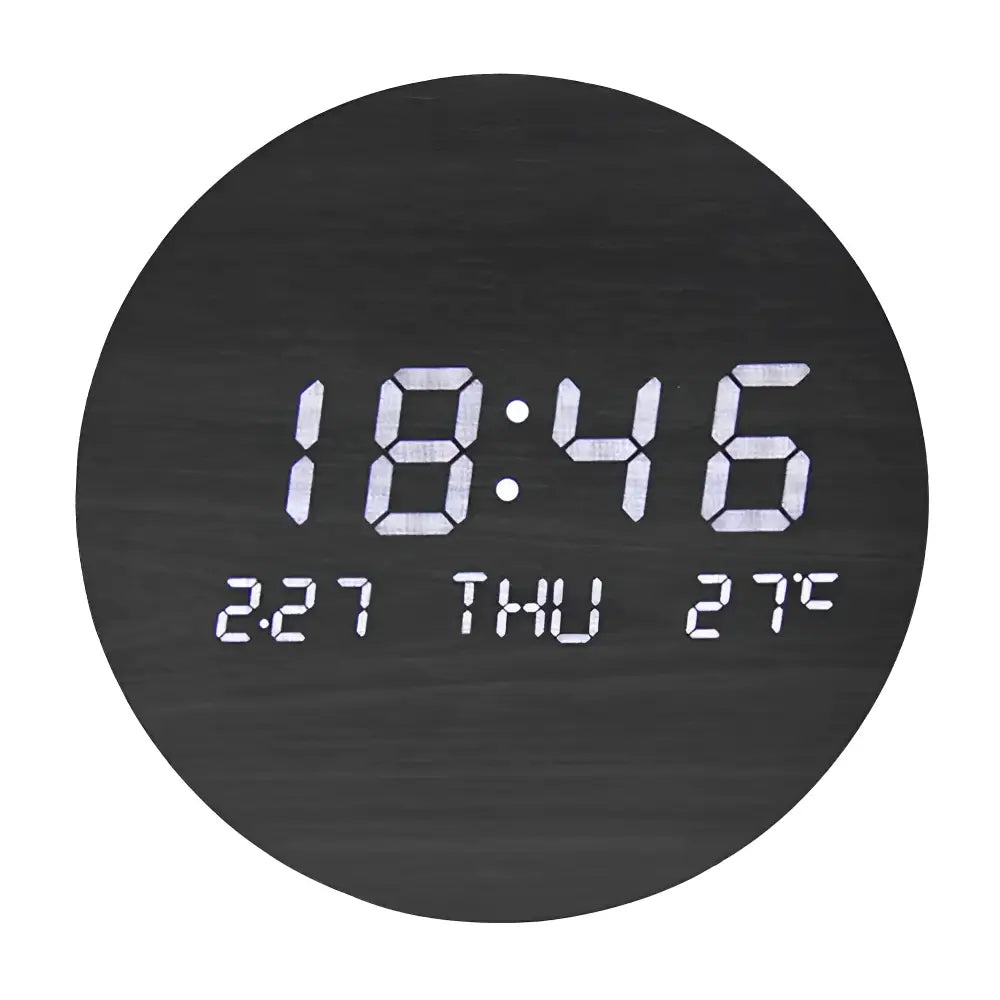 Orologio da parete a LED in legno massello