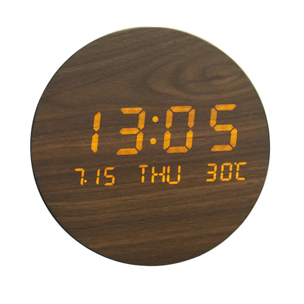 Orologio da Parete LED in Legno Massello