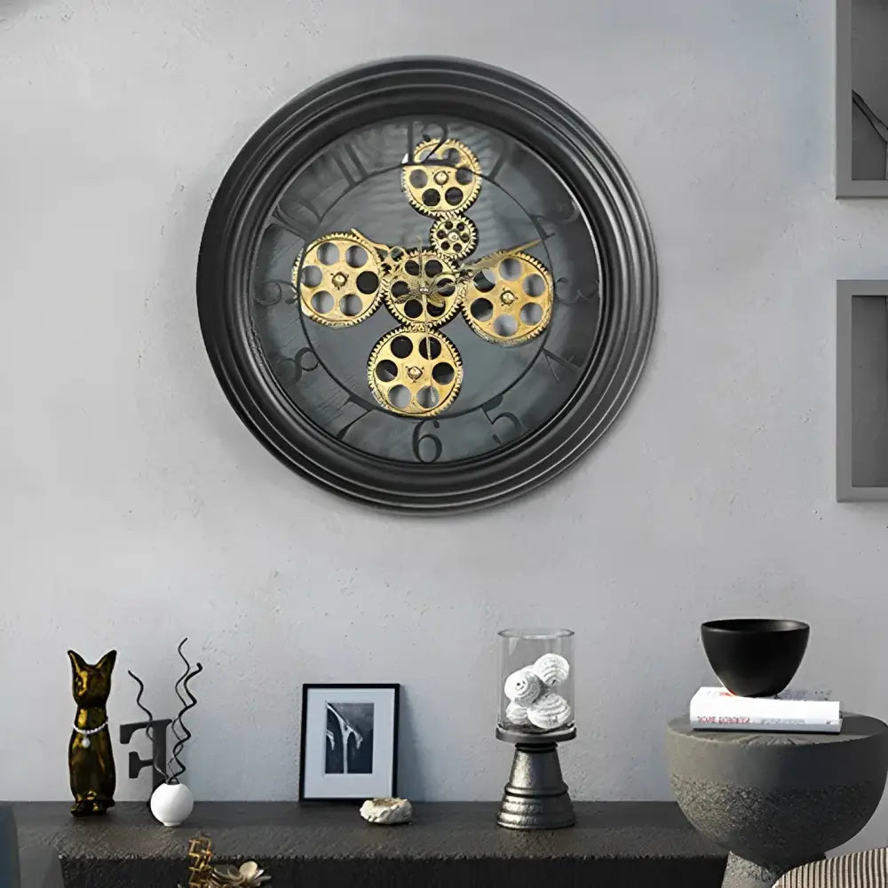 Orologio da parete con ingranaggi a vista