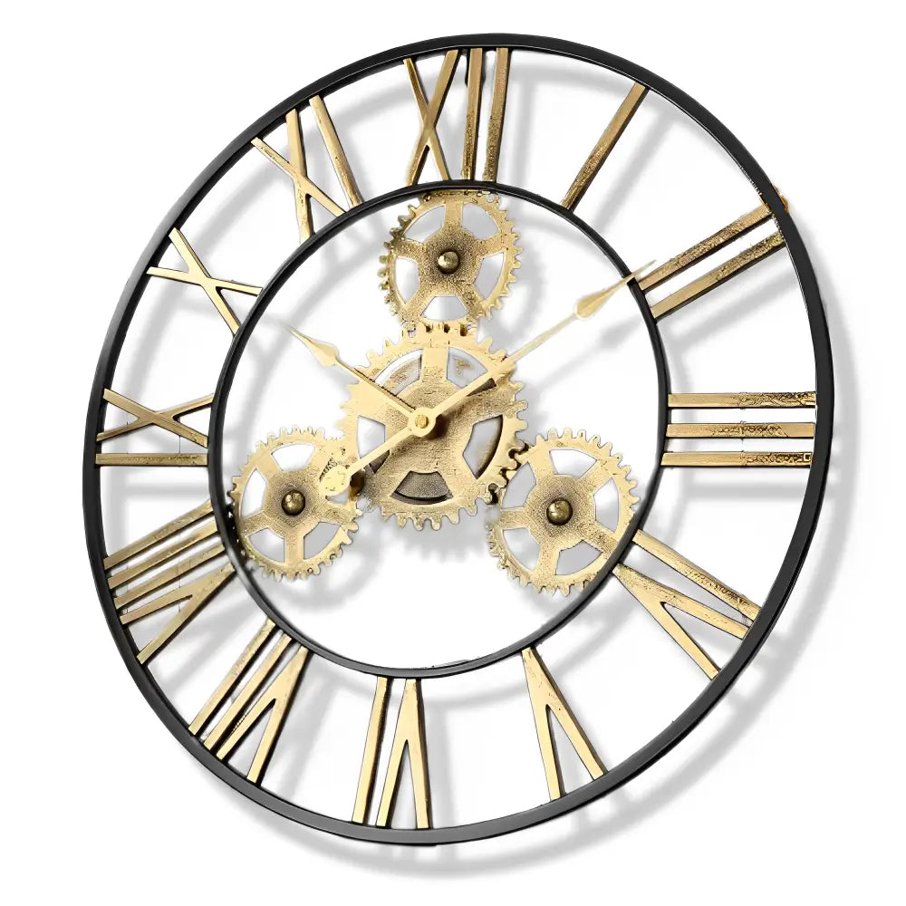 Orologio da parete con ingranaggi dorati