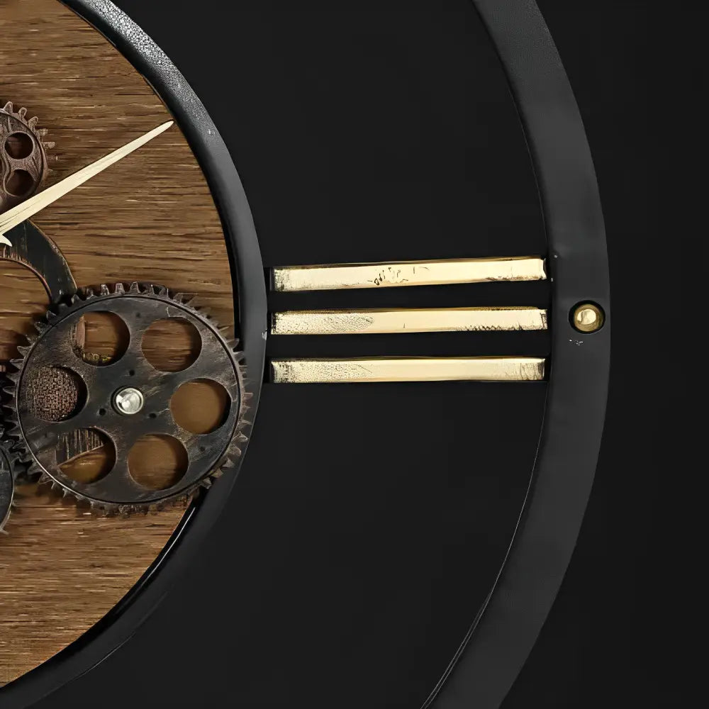Orologio da parete con ingranaggi vintage in metallo e legno