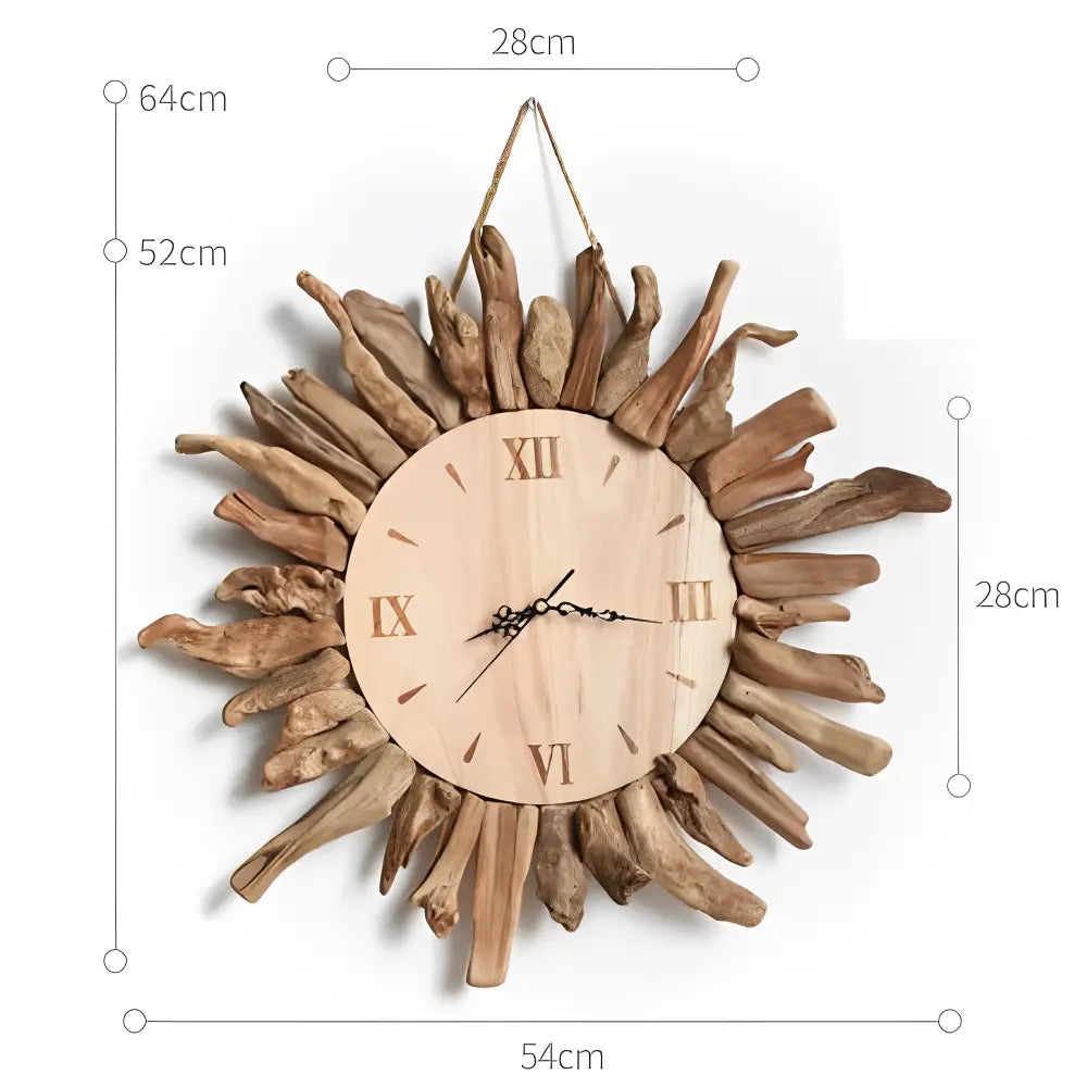 Orologio da parete con sole in legno galleggiante