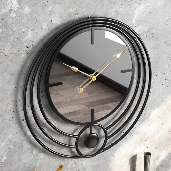 Orologio da parete con specchio e cerchio di design