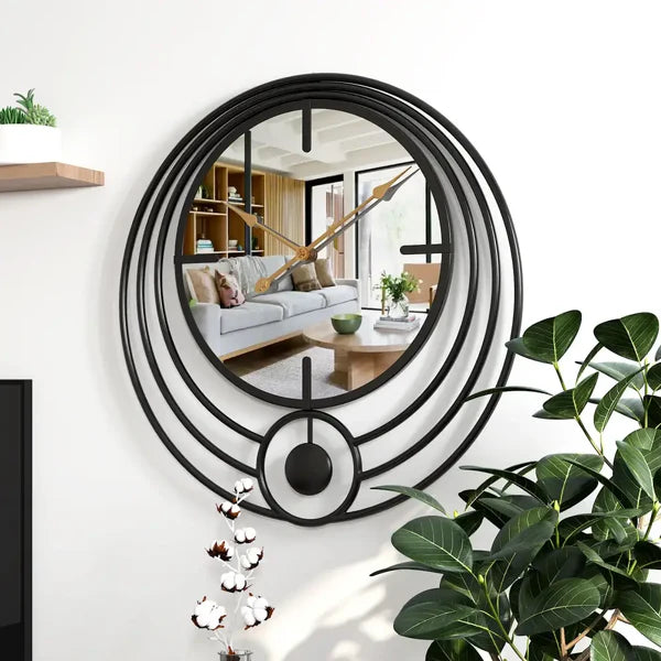 Orologio da parete con specchio e cerchio di design