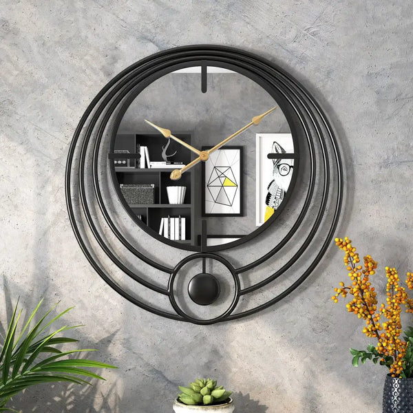 Orologio da parete con specchio e cerchio di design