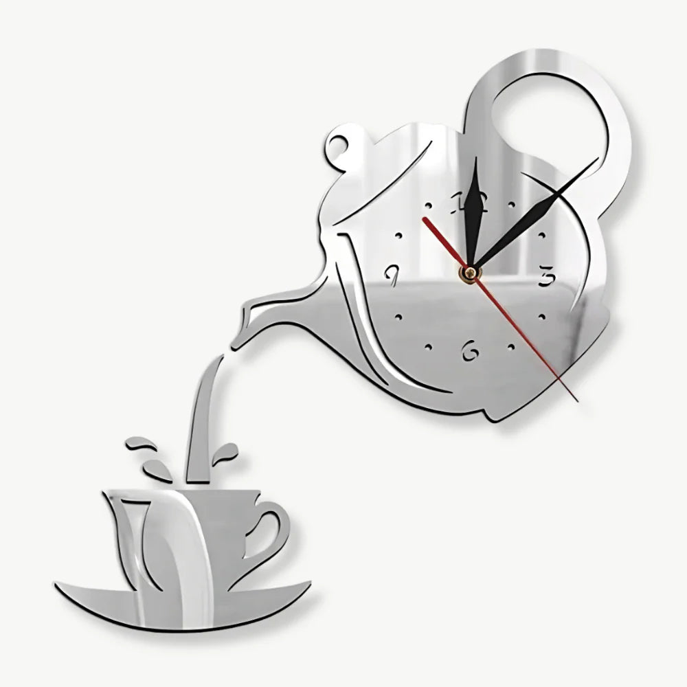Orologio da parete con tazza e teiera