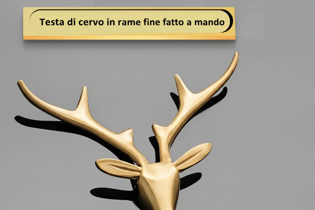 Orologio da parete di lusso con cervo dorato e marmo nero
