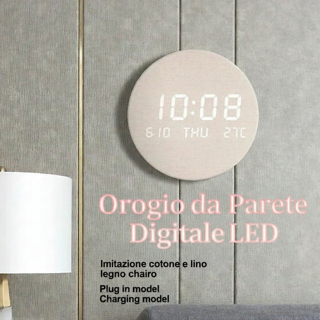 Orologio da parete digitale in legno