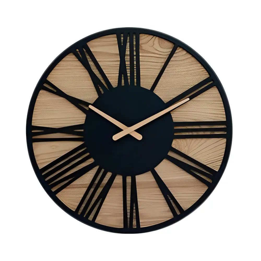 Orologio da parete in legno con numeri romani neri