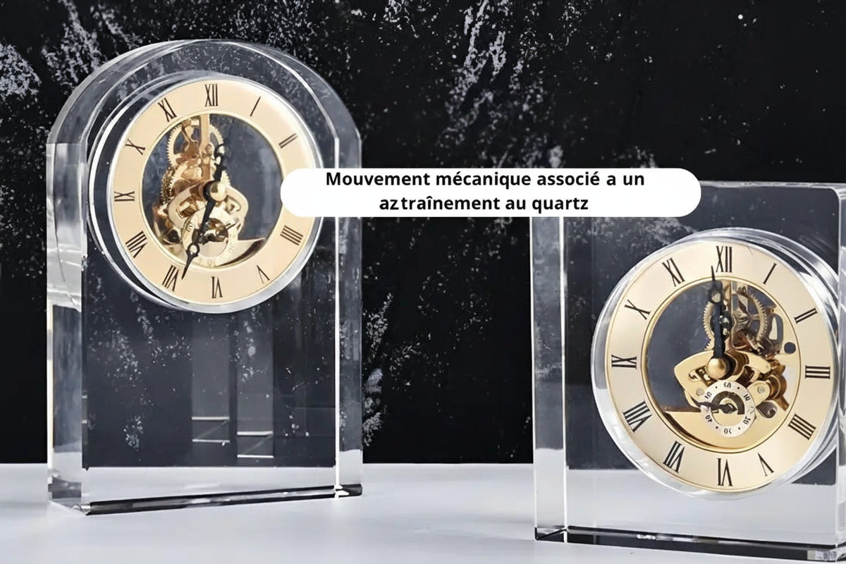 Orologio da scrivania di design trasparente