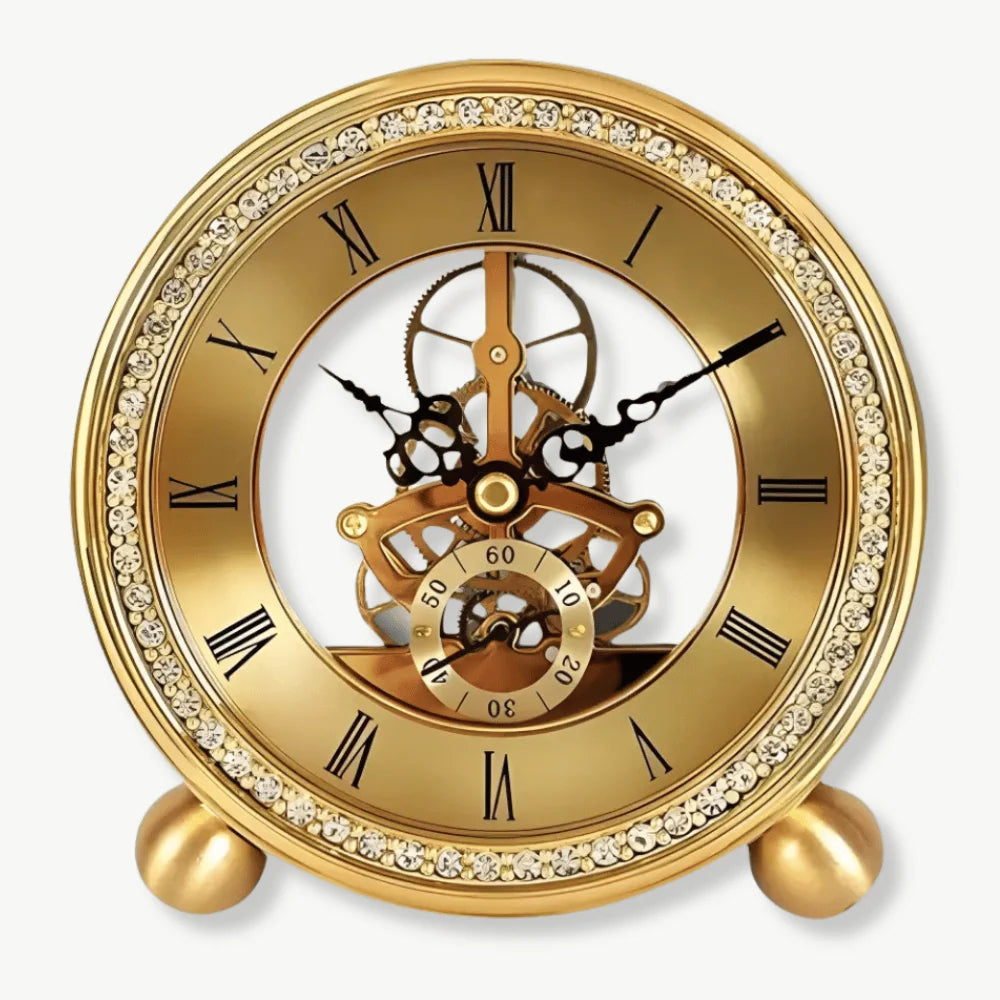 Orologio da tavolo meccanico dorato