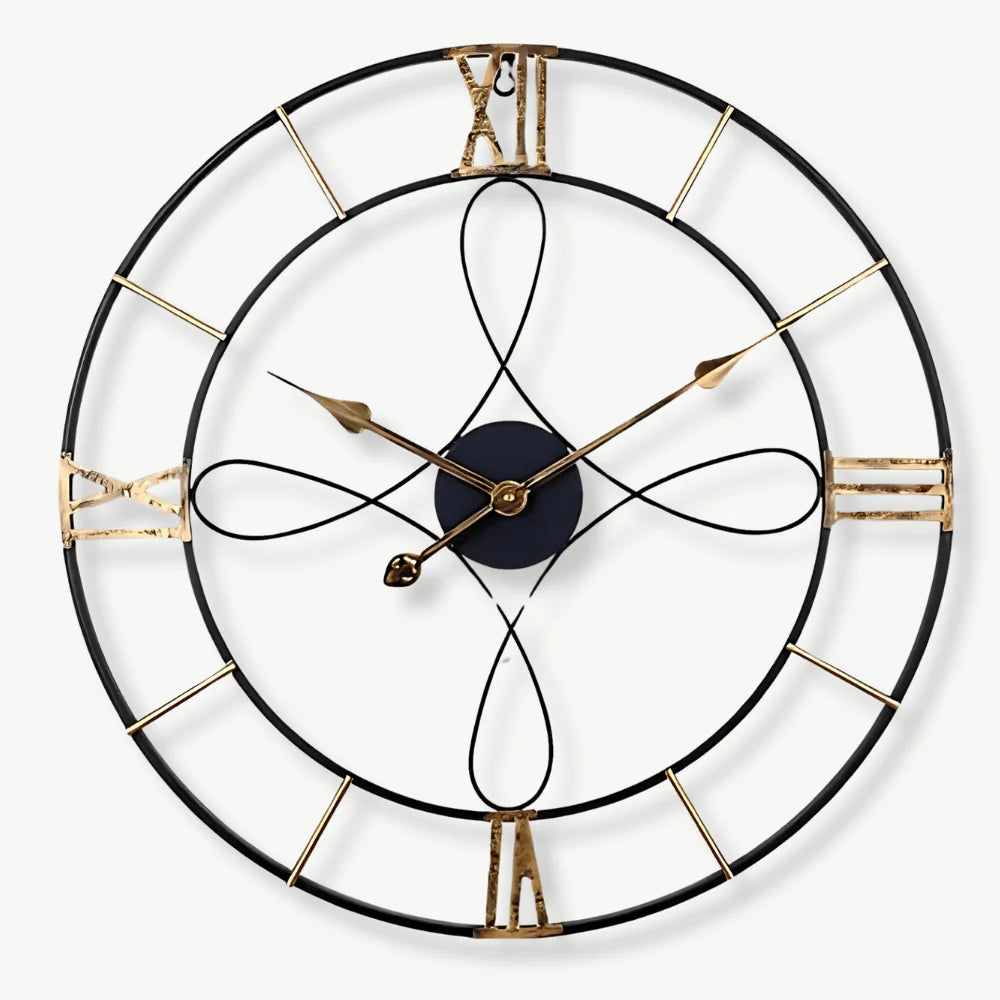 Orologio in ferro battuto nero e oro