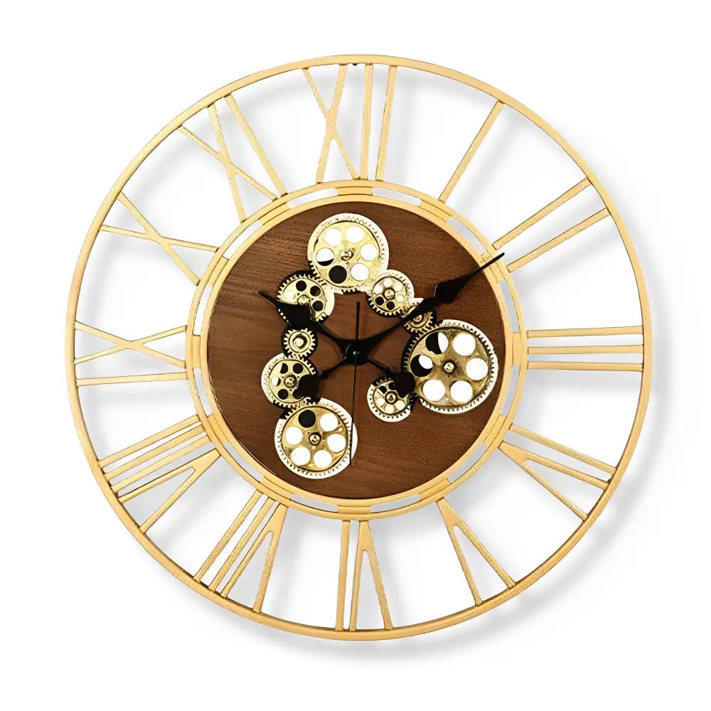 Orologio da parete in legno e ingranaggi