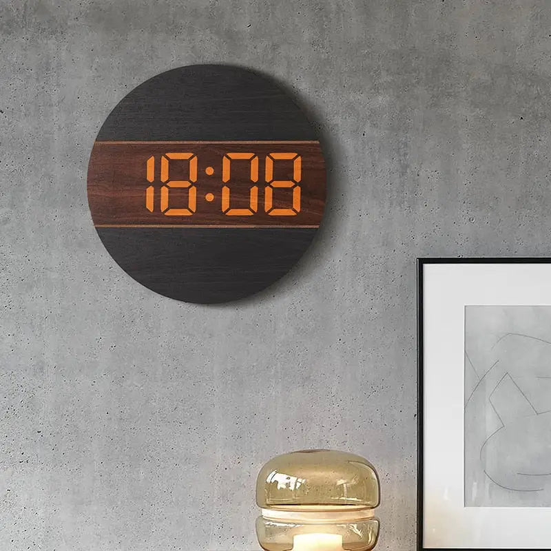 Orologio da Parete LED in Legno