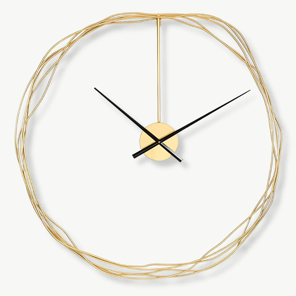 orologio da parete circolare con filo dorato
