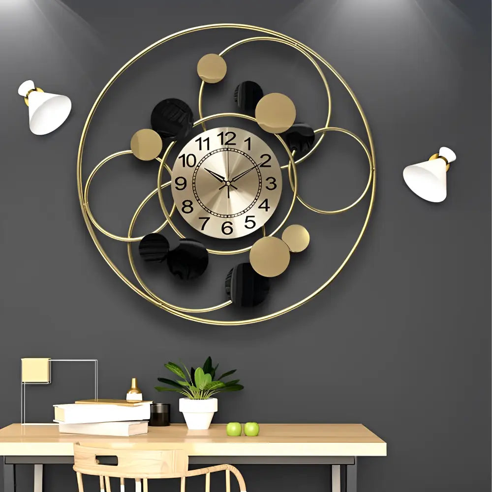 orologio da parete di design a forma di cerchio color oro
