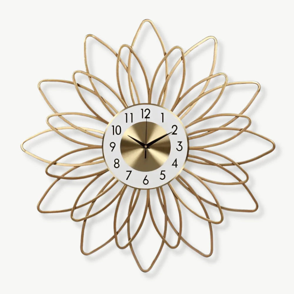 orologio da parete di design con motivo floreale dorato