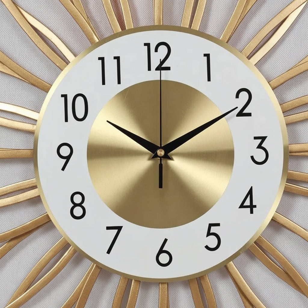 orologio da parete di design con motivo floreale dorato