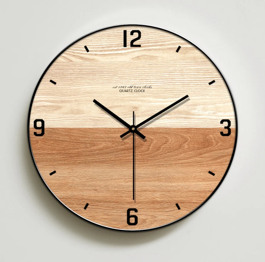 orologio da parete in legno a due tonalità