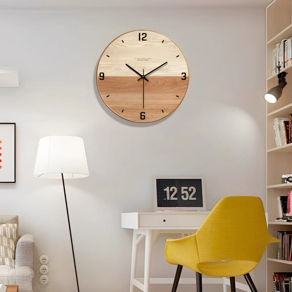 orologio da parete in legno a due tonalità