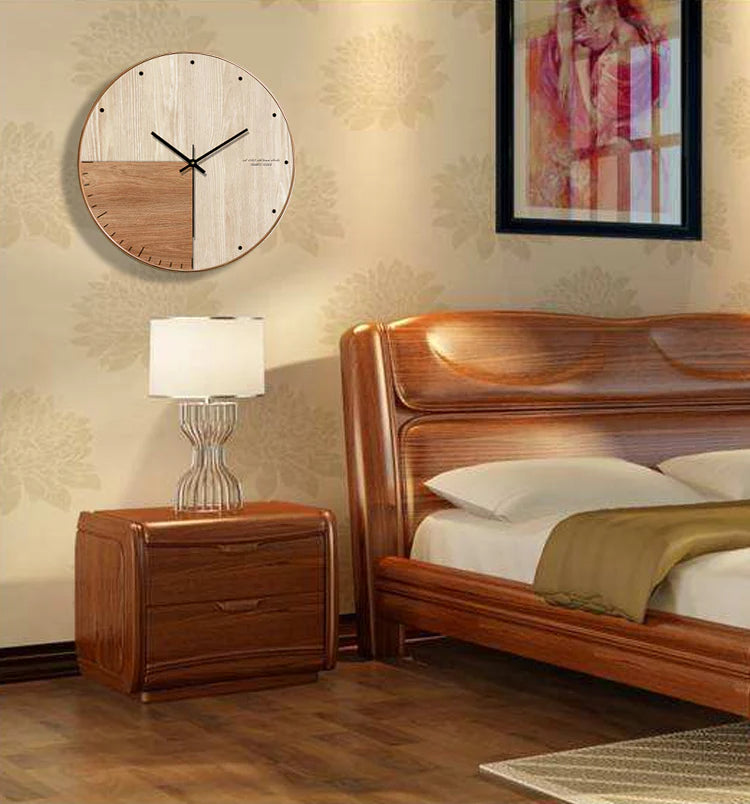 orologio da parete in legno a due tonalità