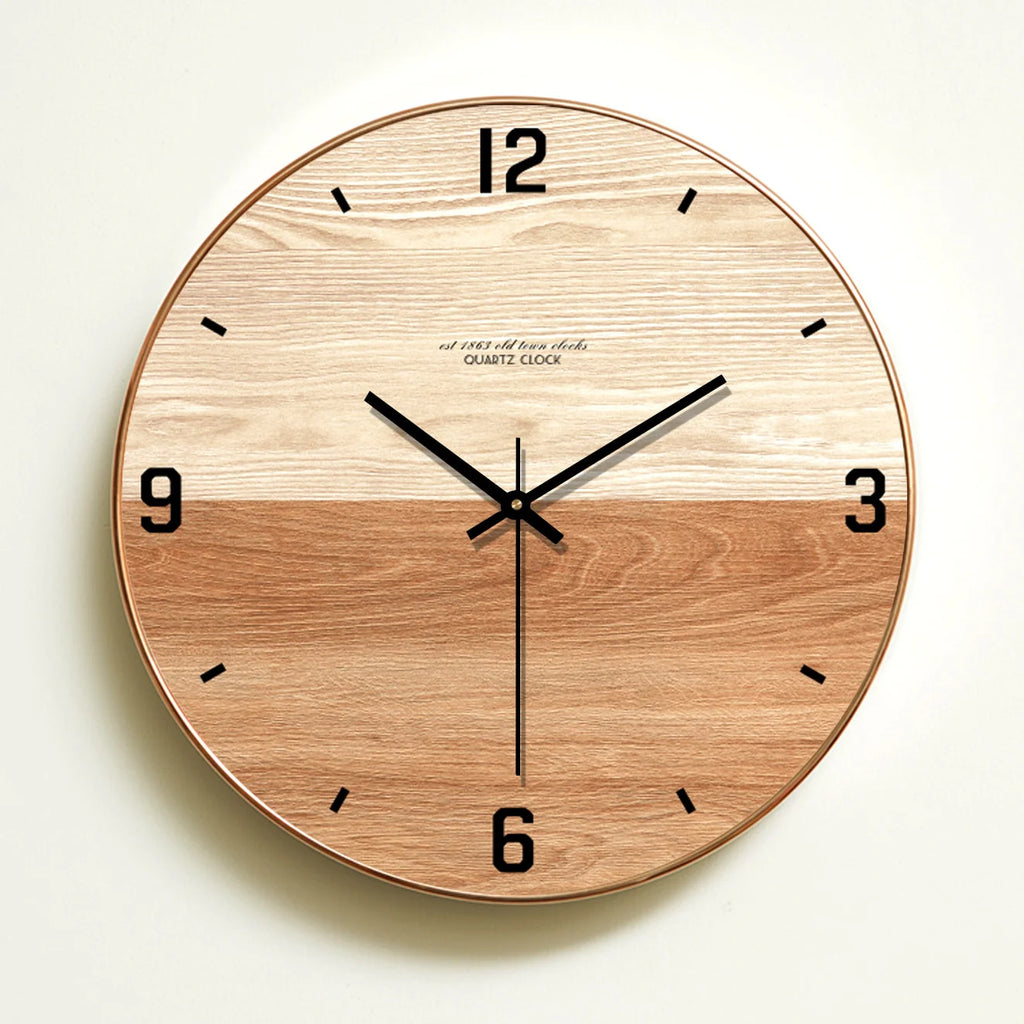 orologio da parete in legno a due tonalità