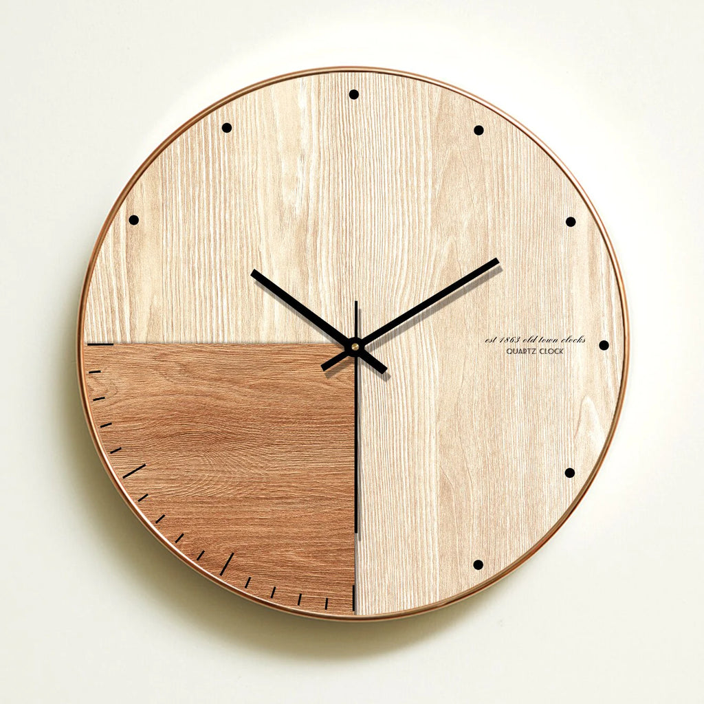 orologio da parete in legno a due tonalità