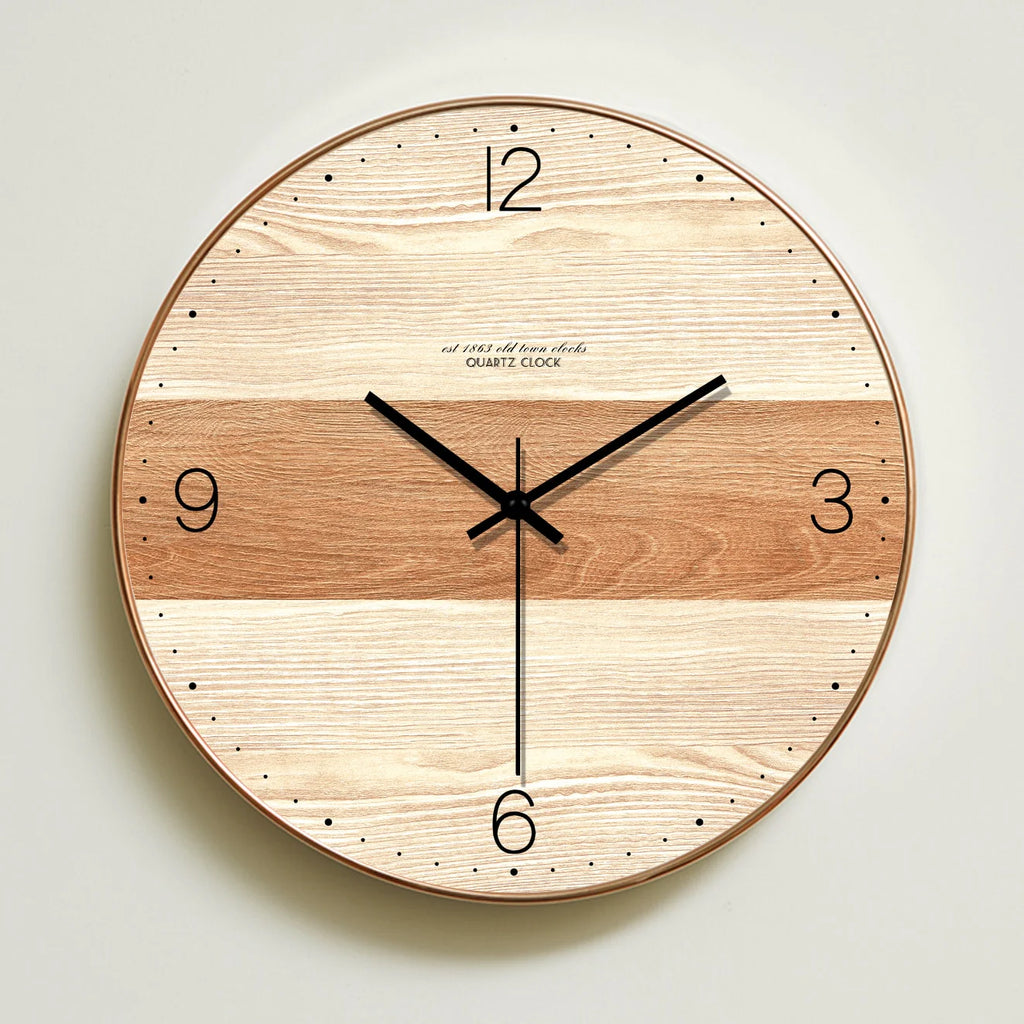 orologio da parete in legno a due tonalità
