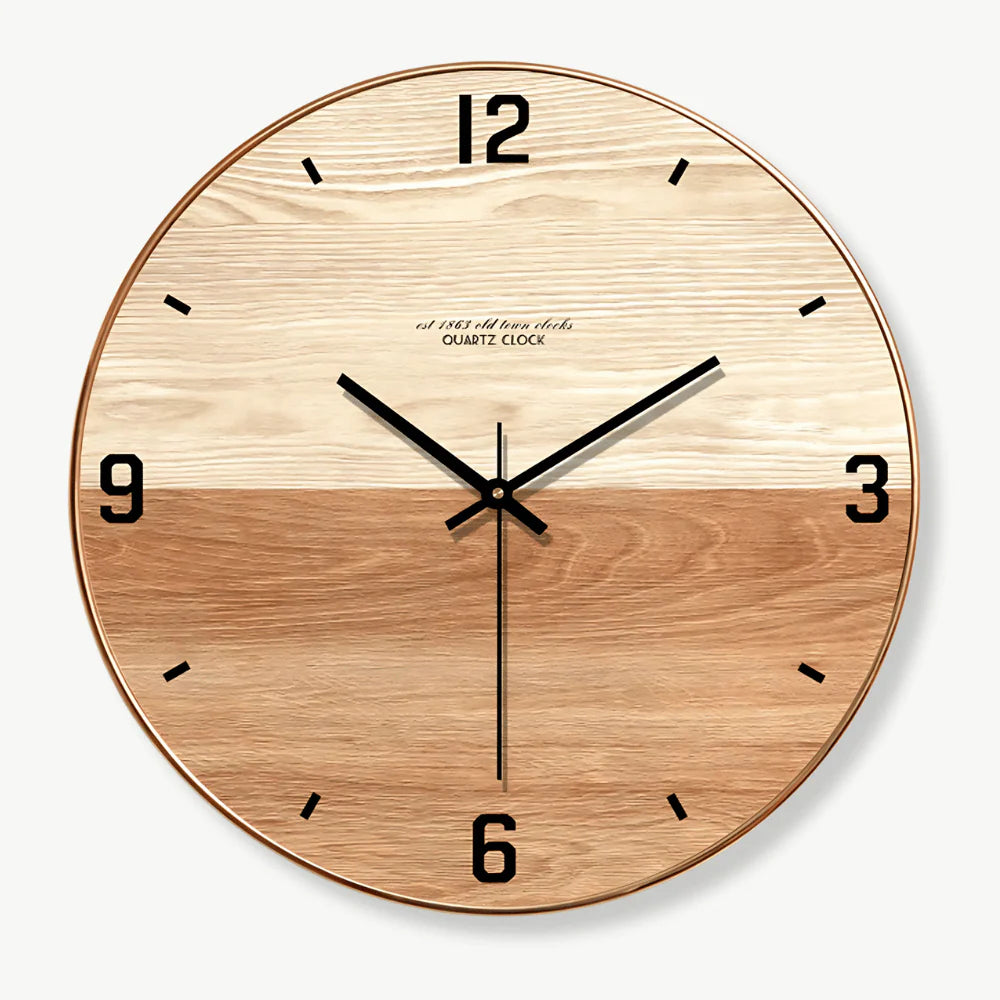 orologio da parete in legno a due tonalità
